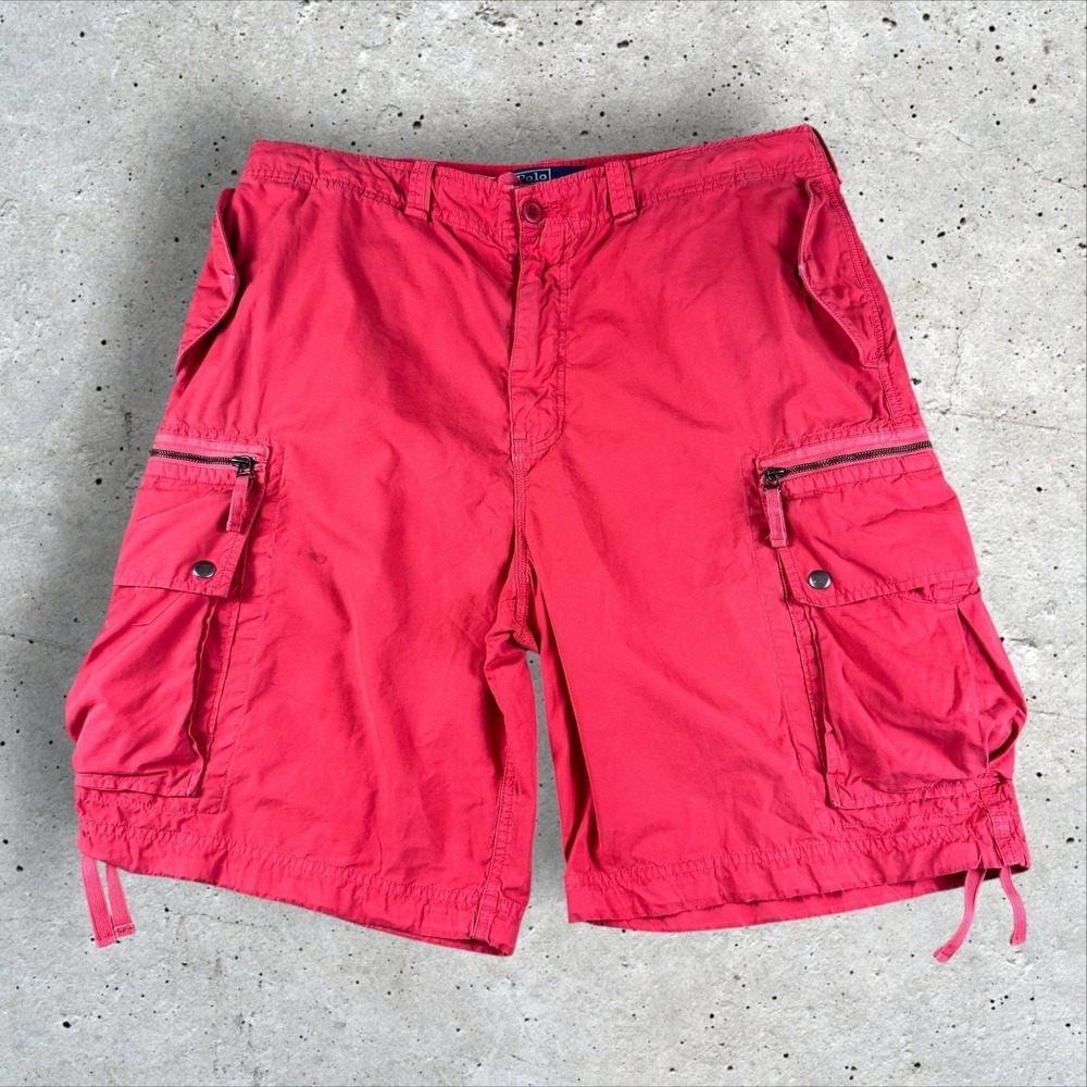 Polo Ralph Lauren‎ Paratrooper Cargo Shorts Military Red Mens XL 36x10 Vintage